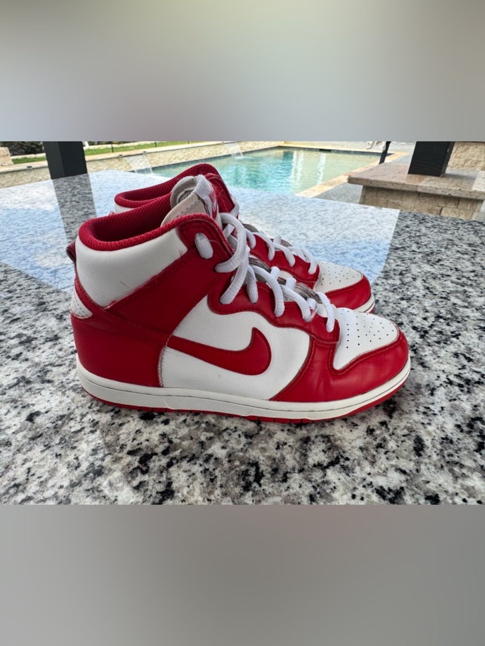 Nike Kids Red and White High-Top Sneakers dunks